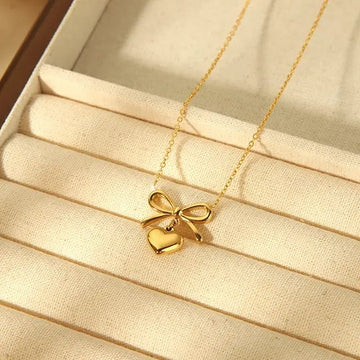 Tiny Heart Bow Pendant chain