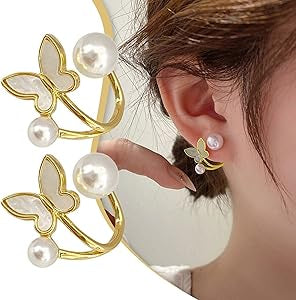 White Butterfly Cuff Earring