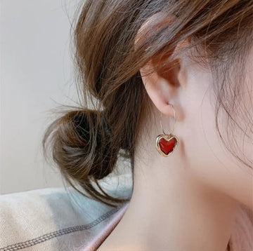 Burgundy Heart Hoops