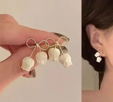 White Rose Stud Earring