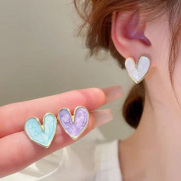Lil White Heart Studs