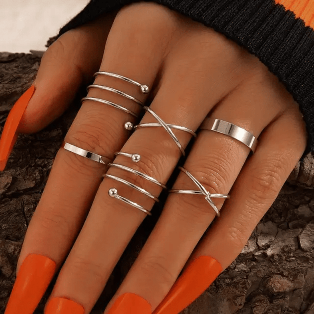 Stackable Silver Rings Combo