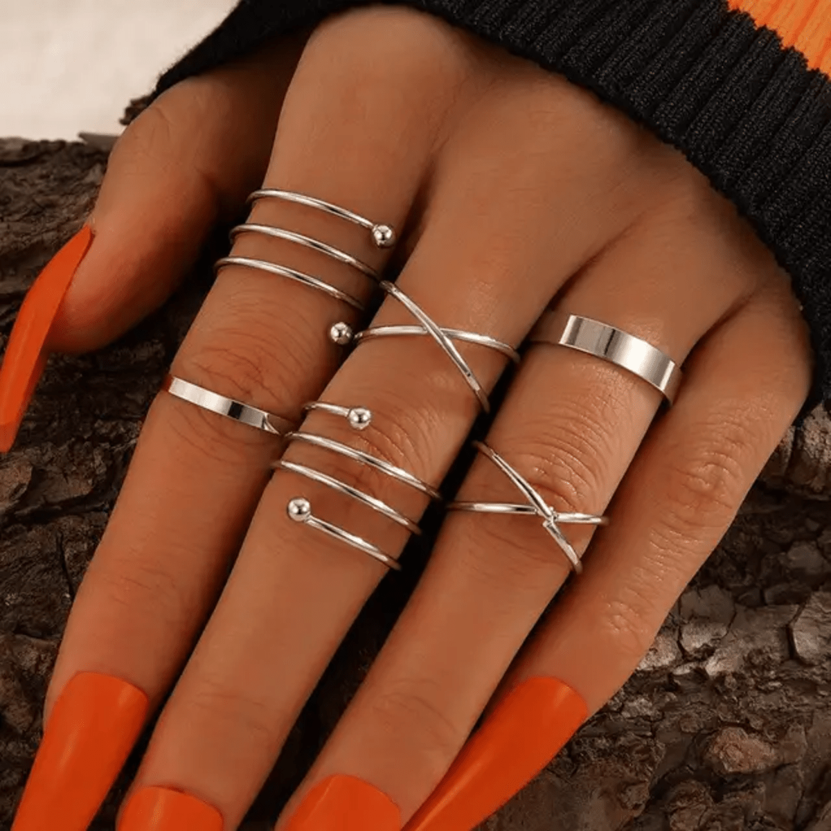 Stackable Silver Rings Combo