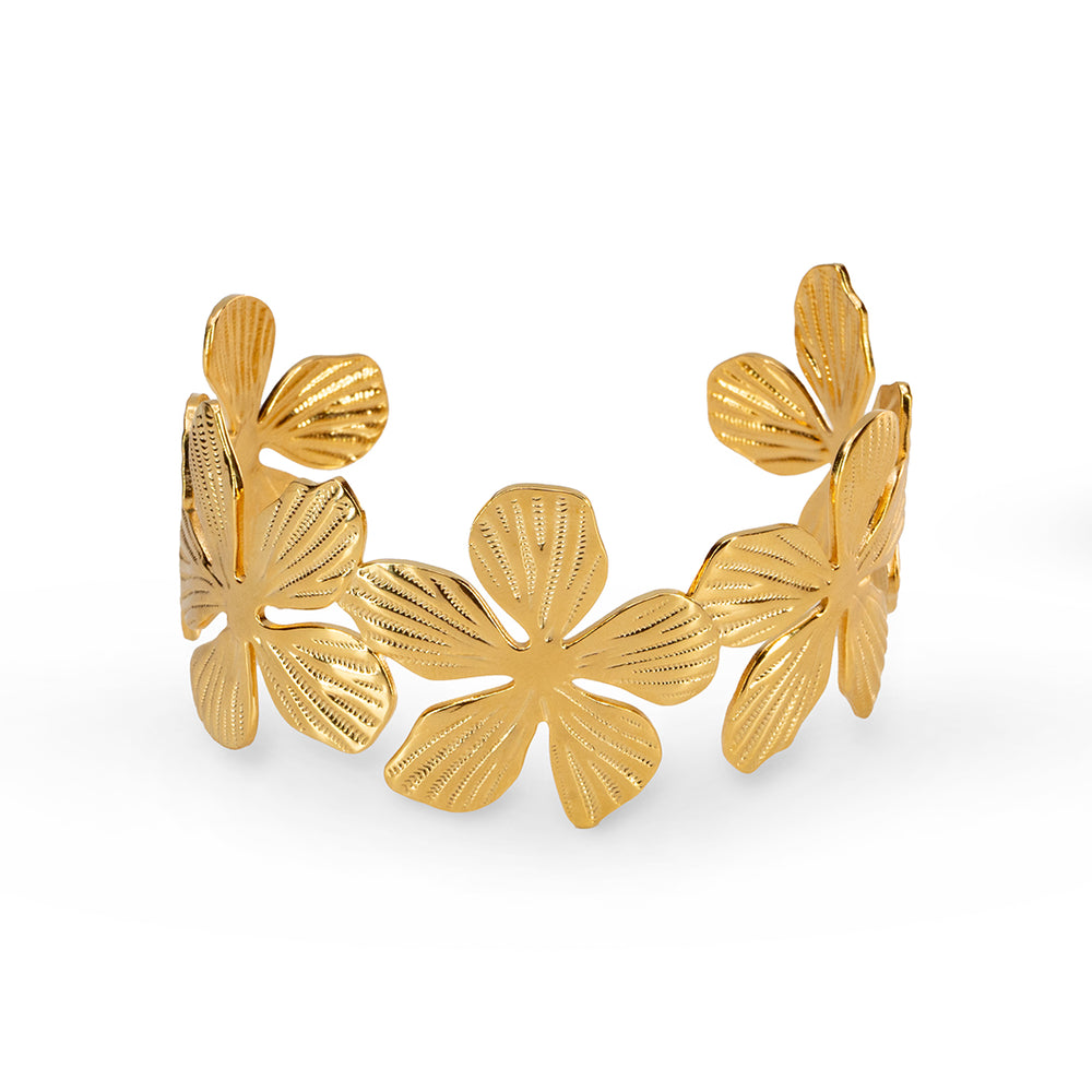 Golden Flower Anti Tarnish cuff bracelet