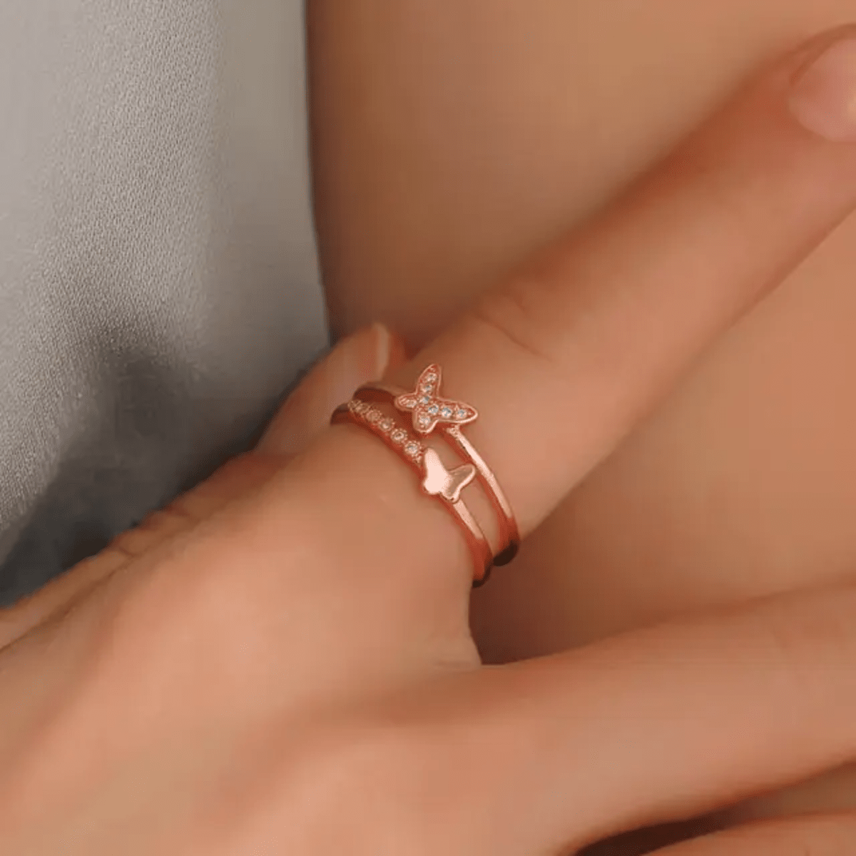 Butterfly Rose Gold  adjustable Ring
