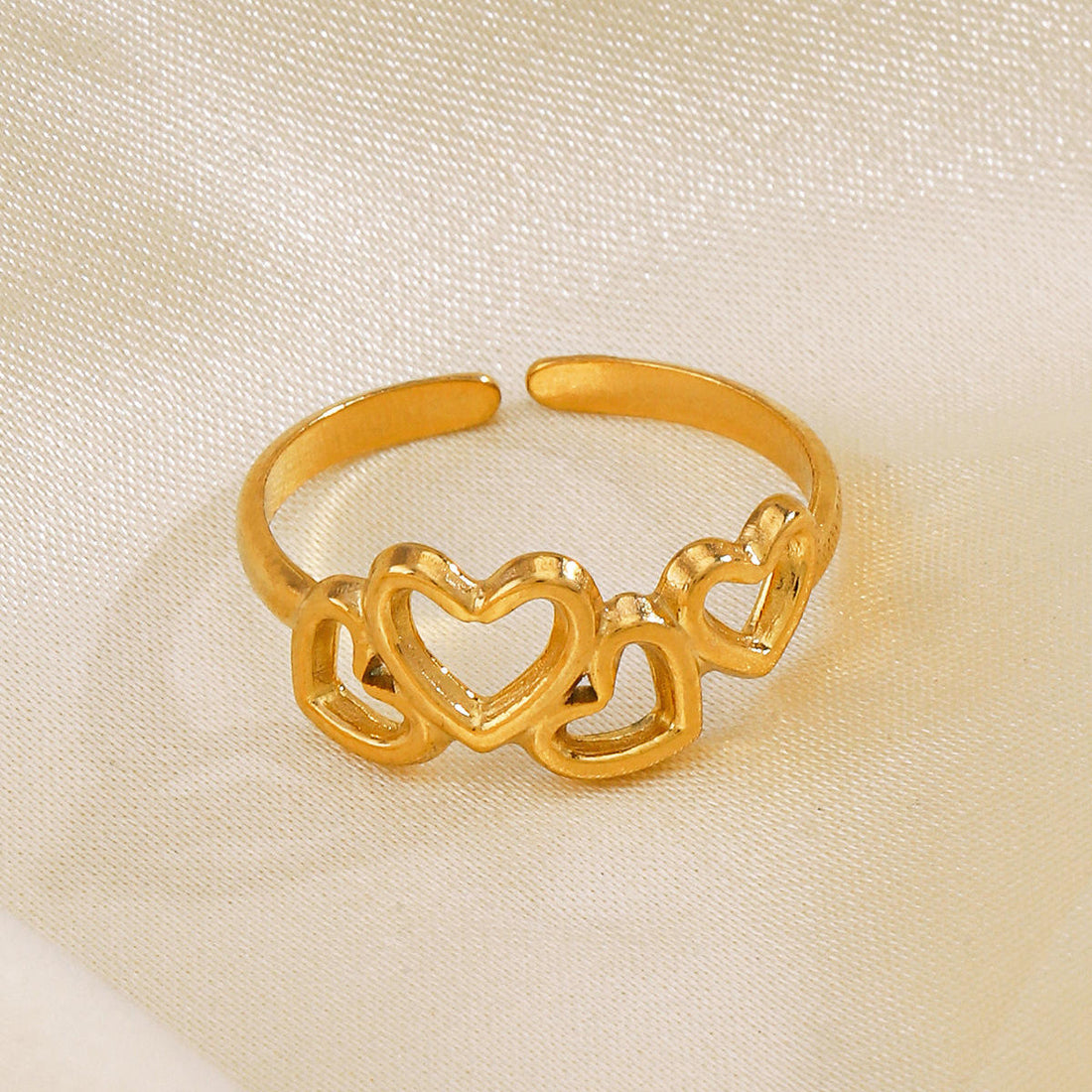 Golden Heart Anti Tarnish Adjustable Ring