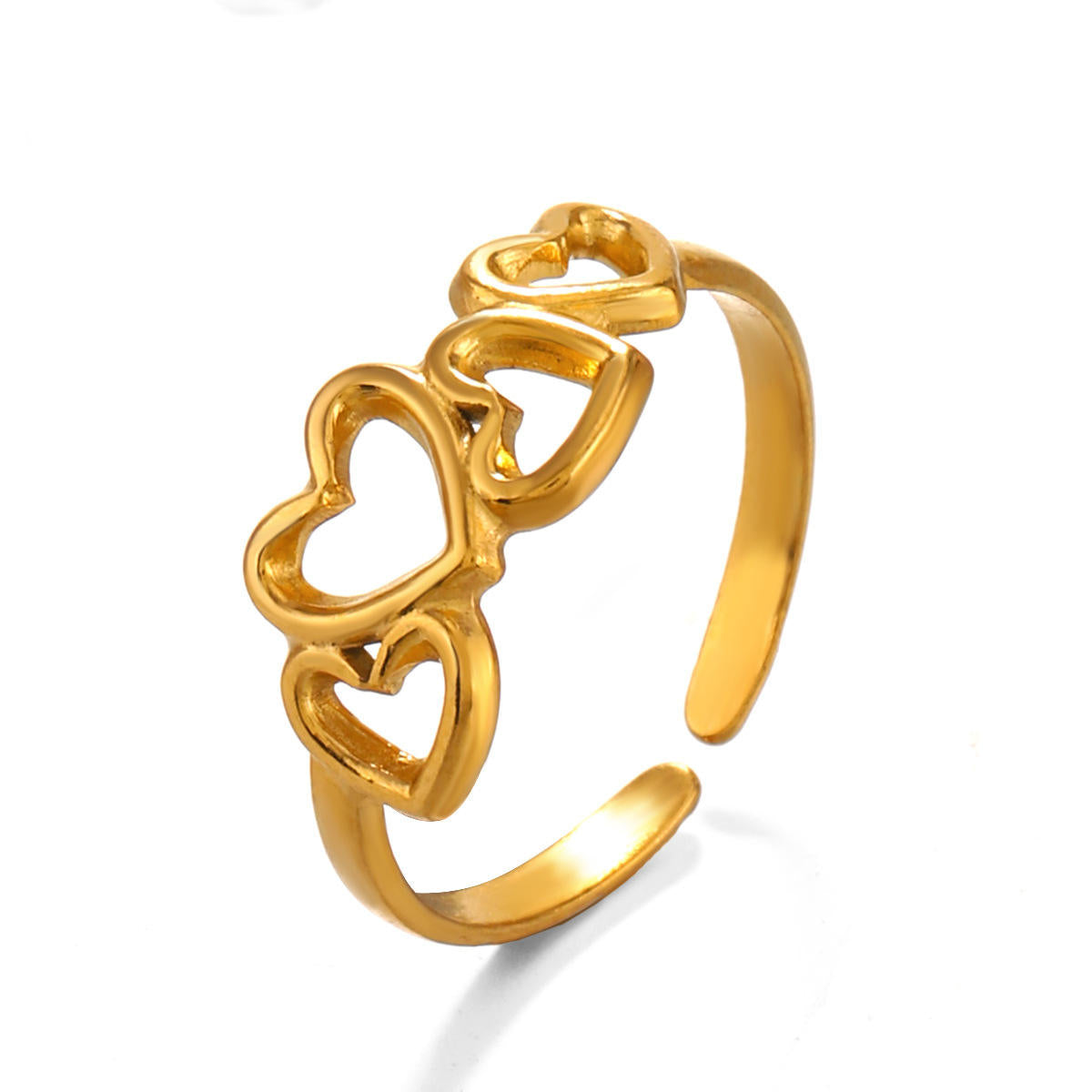 Golden Heart Anti Tarnish Adjustable Ring
