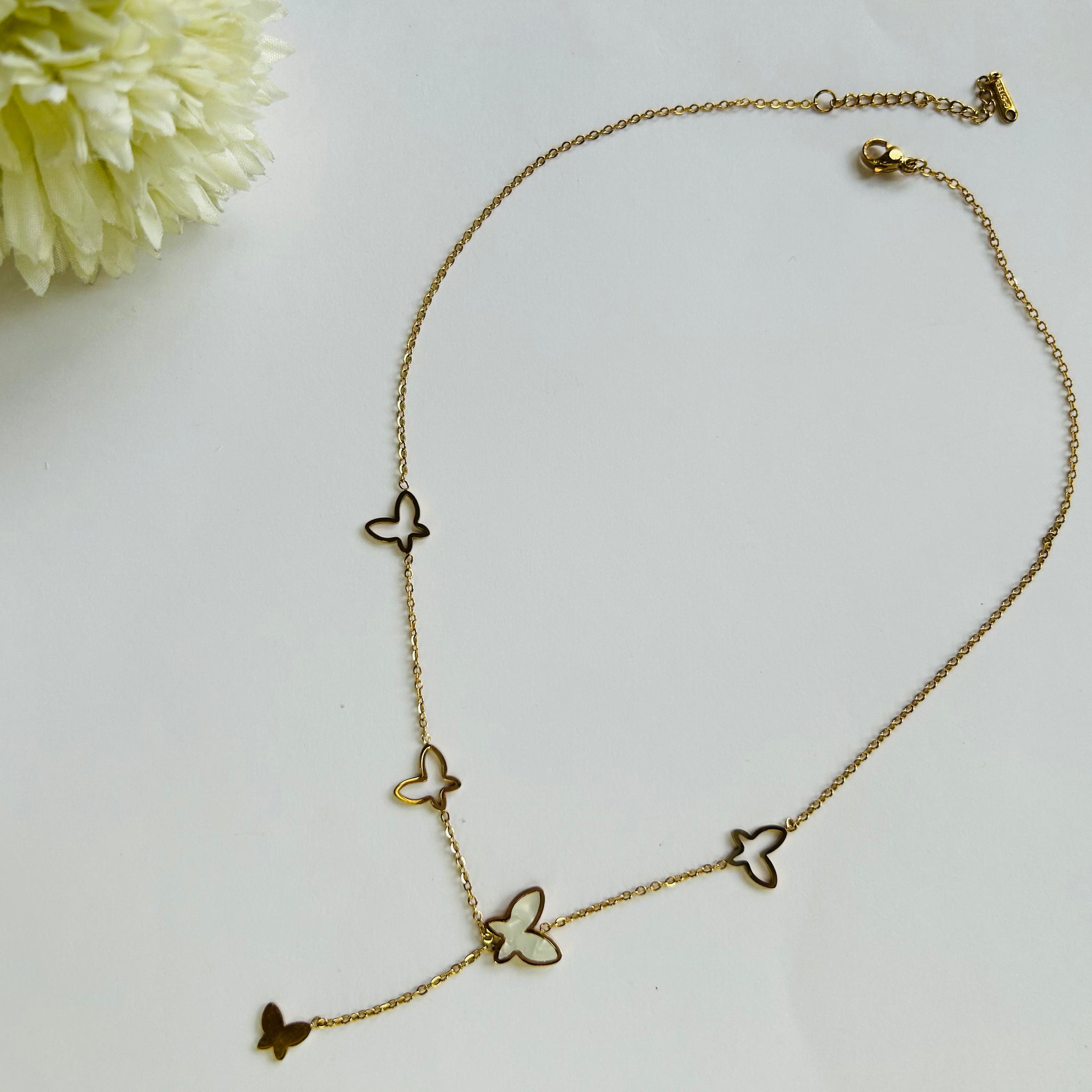 White Butterfly Necklace