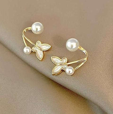 White Butterfly Cuff Earring