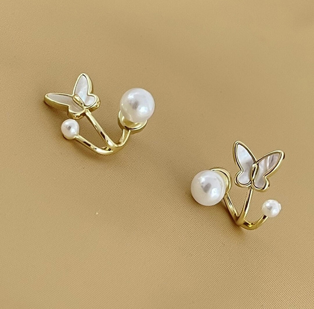 White Butterfly Cuff Earring
