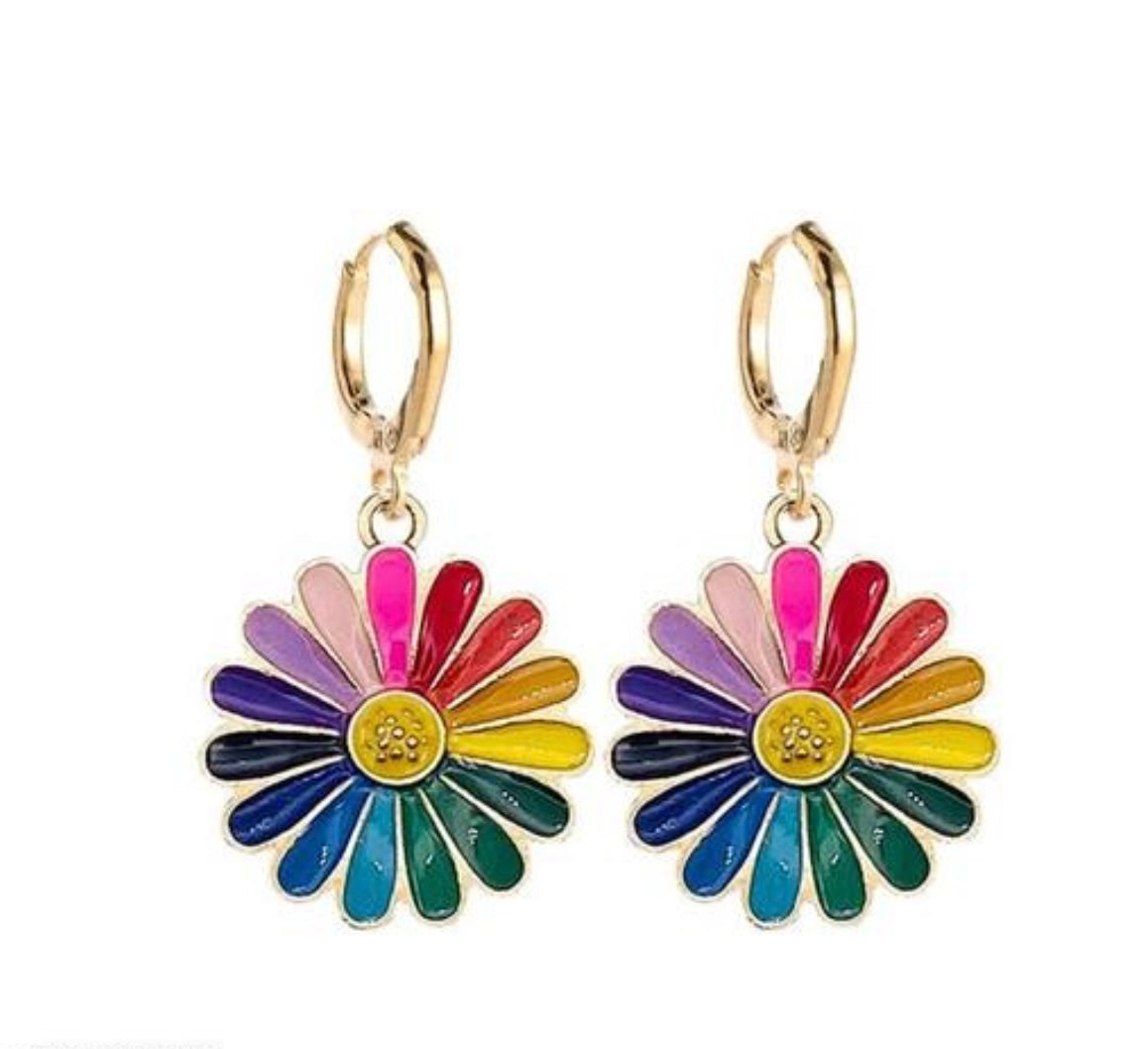Multi Daisy Flower Earring