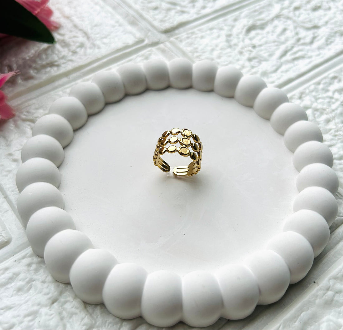 Mystic moon anti tarnish Adjustable Rings