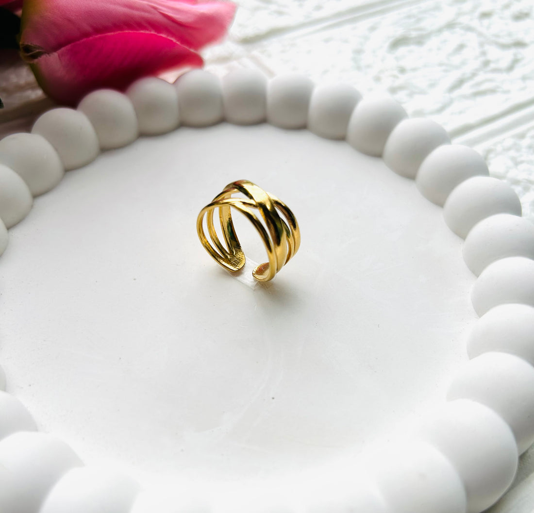Classy Jazz Anti Tarnish Adjustable Ring