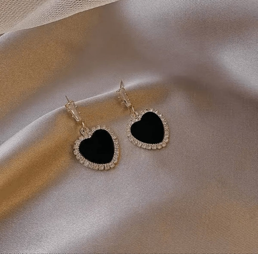 Boho Black heart earring