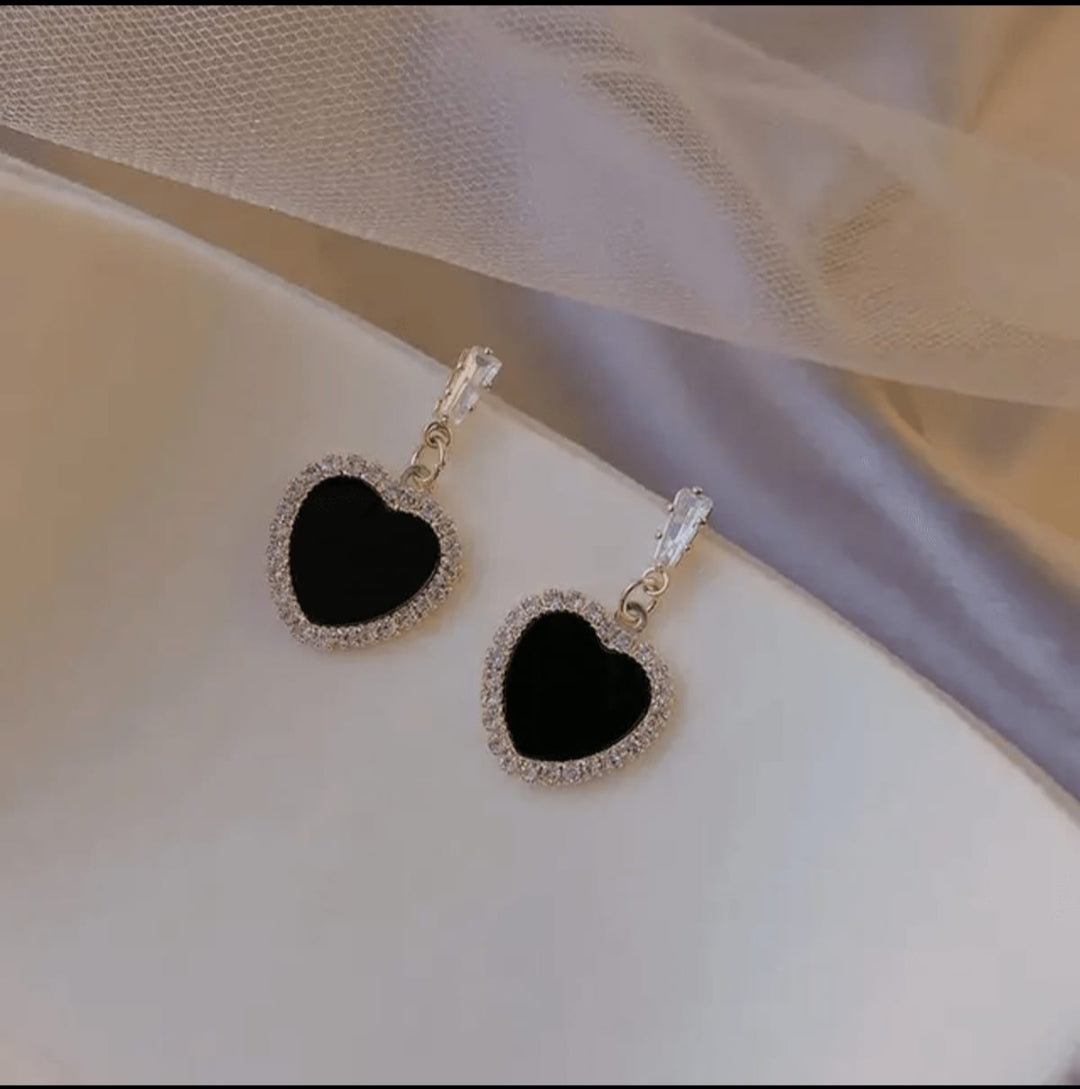 Boho Black heart earring