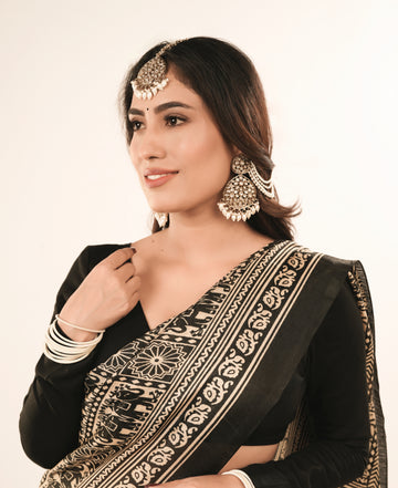 Gold Plated Kundan Maang Tikka Set with Pearl Chains