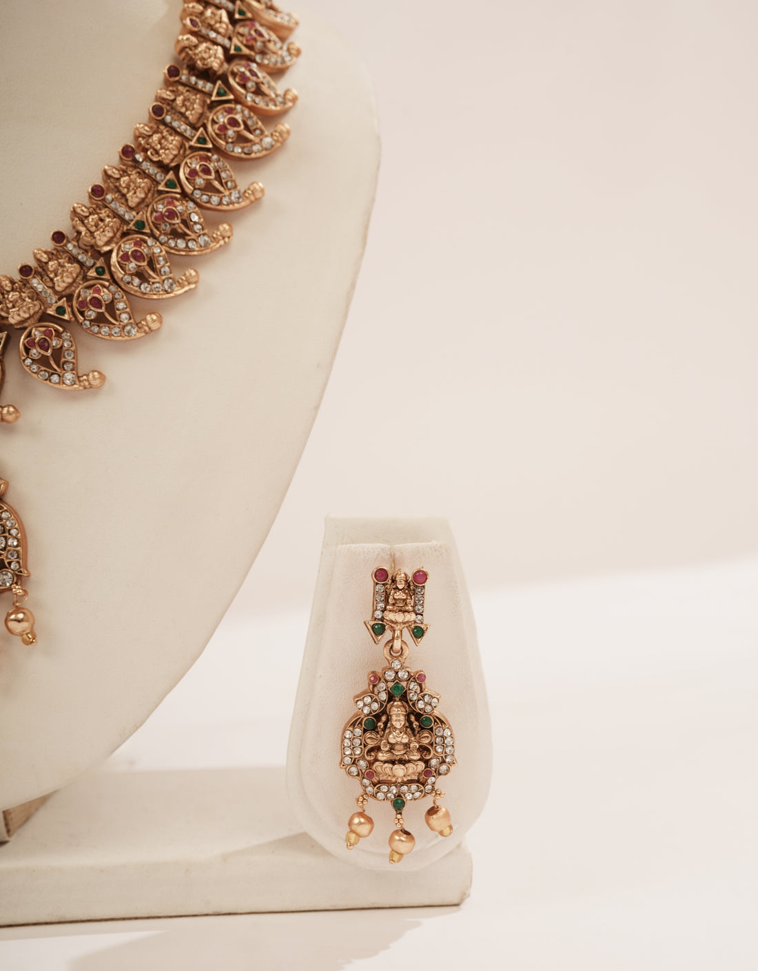 Traditional South Indian Gold Jewellery Laxami Temple Necklace Set