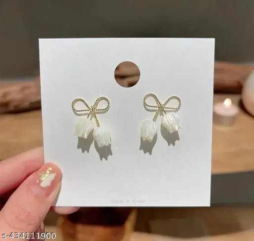 White Rose Stud Earring