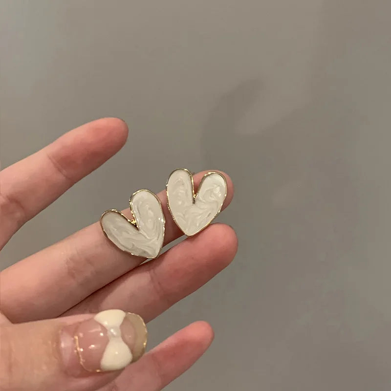 Lil White Heart Studs