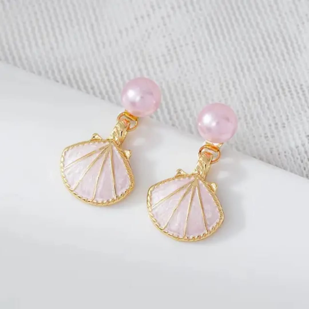 Pink Shell Drop Earring
