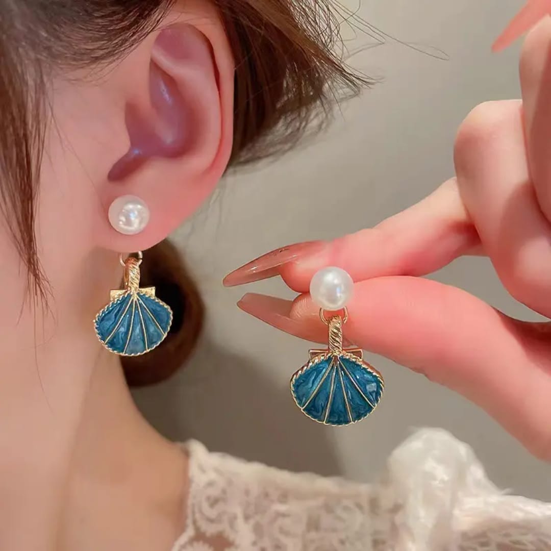 Blue Shell Drop Earring