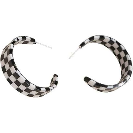 Black Butterfly Decor Combo of Korean Acrylic Big Hoop Earrings Set