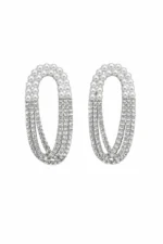 Silver Pearl & Beaded Layer Tssel Earrings-Dangle Statement Earrings For Women - Image 4