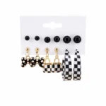 Black Butterfly Decor Combo of Korean Acrylic Big Hoop Earrings Set