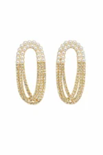 Pearl & Rhinestone Chain drop Earrings-Elegent Dangle Earrings For Women - Image 3