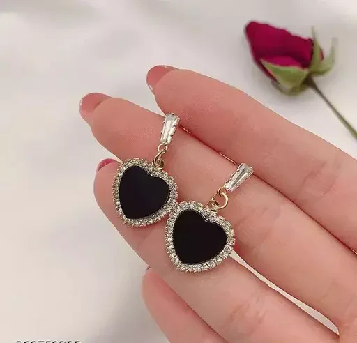 Boho Black heart earring Boho Black heart earring - Image 1