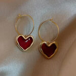 Burgundy Heart Hoops - Image 2