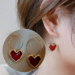 Burgundy Heart Hoops - Image 3