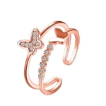 Butterfly Rose Gold  adjustable Ring - Image 2