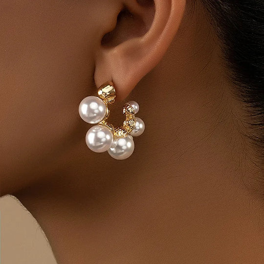 GoldPlatedRetroPearlC-shapedHoopEarrings2_960x540_a829ffc1-648e-4261-aab1-7b6849fcddba Gold-Plated Beaded Circular Half Hoop Earrings - Image 1