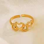 Golden Heart Anti Tarnish Adjustable Ring - Image 2