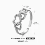 Golden Heart Anti Tarnish Adjustable Ring - Image 3