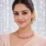 Lotus Design Gold Plated Necklace Set with Earrings Traditional Floral