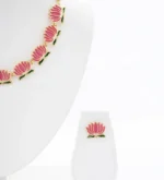 Lotus Design Gold Plated Necklace Set with Earrings Traditional Floral - Image 4
