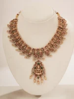 Traditional South Indian Gold Jewellery Laxami Temple Necklace Set - Image 3