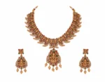 Traditional South Indian Gold Jewellery Laxami Temple Necklace Set - Image 4