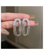 Silver Pearl & Beaded Layer Tssel Earrings-Dangle Statement Earrings For Women - Image 2