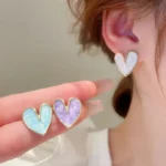 Lil White Heart Studs