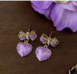 Purple Heart Bow Earring - Image 2