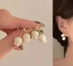 White Rose Stud Earring
