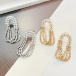 Silver Pearl & Beaded Layer Tssel Earrings-Dangle Statement Earrings For Women - Image 3