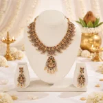 Traditional South Indian Gold Jewellery Laxami Temple Necklace Set